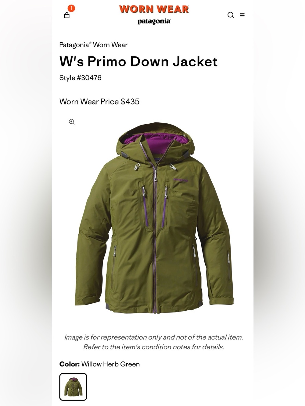 EUC•Patagonia women’s Primo Down Jacket-size small-GORE•TEX-Willow herb green